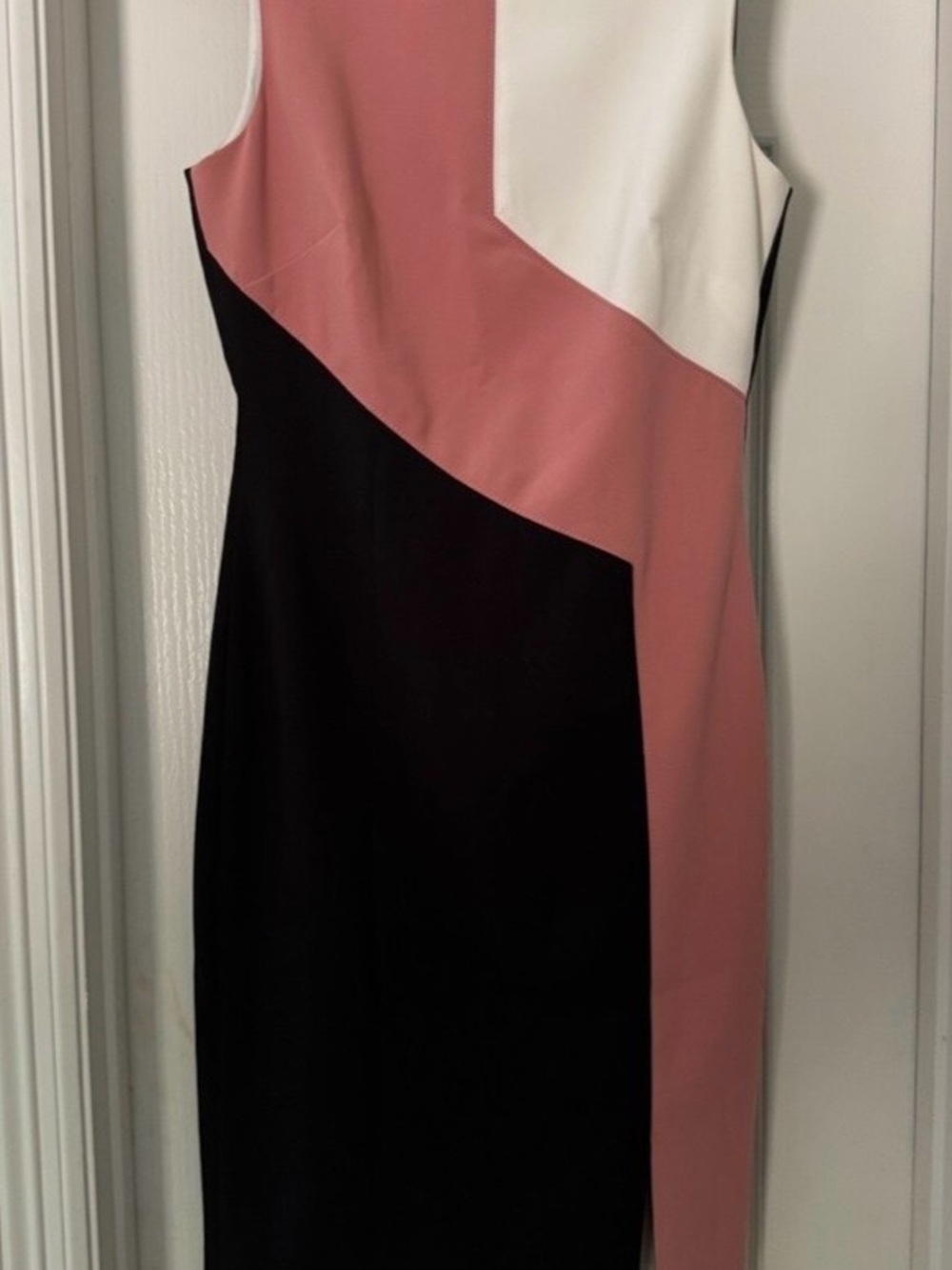 White House Black Market Pink, Black & White Colorblock Midi Dress